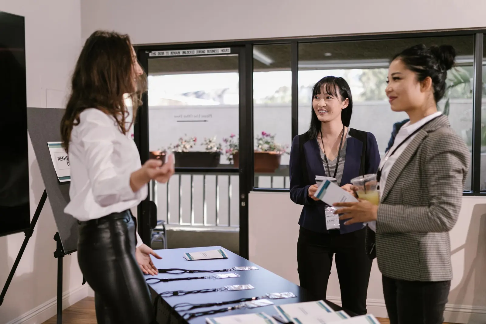 Registration desk at a business conference